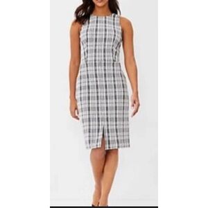 Ann Taylor sleeveless plaid professional office sheath dress. 6